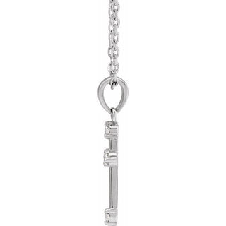 14K White .07 CTW Natural Diamond Cross 16-18" Necklace