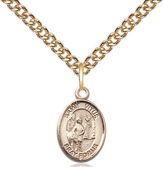 14kt Gold Filled Saint Vitus Medal Religious and Catholic Jewelry Engraved Catholic Saint Jewelry