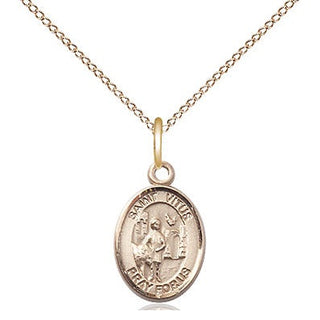 14kt Gold Saint Vitus Medal Engraved Catholic Saint Jewelry