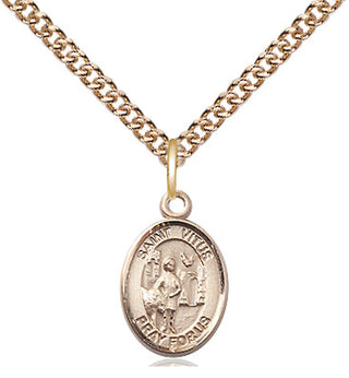 14kt Gold Saint Vitus Medal Engraved Catholic Saint Jewelry