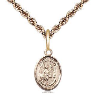 14kt Gold Saint Vitus Medal Engraved Catholic Saint Jewelry