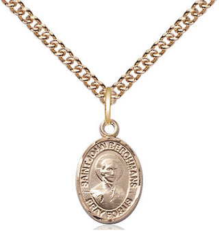 14kt Gold Saint John Berchmans Medal Engraved Catholic Saint Jewelry