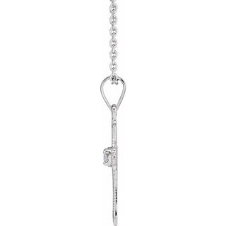 14K White .03 CT Natural Diamond Cross 18" Necklace 