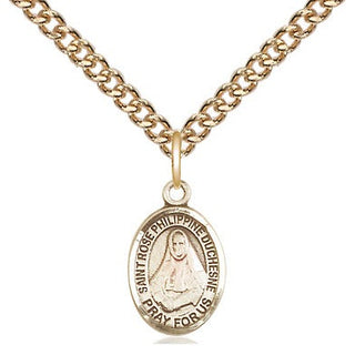 14kt Gold Saint Rose Philippine Medal Engraved Catholic Saint Jewelry