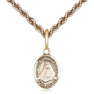 14kt Gold Saint Rose Philippine Medal Engraved Catholic Saint Jewelry