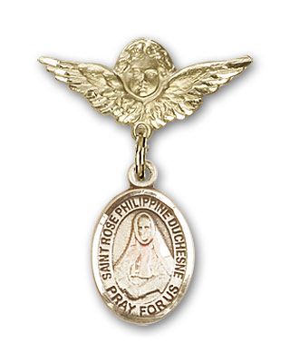 14kt Gold Filled Small Angel w/Wings St. Rose Philippine Duchesne Baby Badge - Engravable