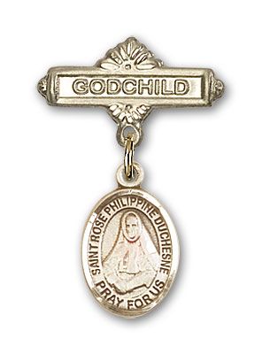 14kt Gold Filled Godchild St. Rose Philippine Duchesne Baby Badge - Engravable