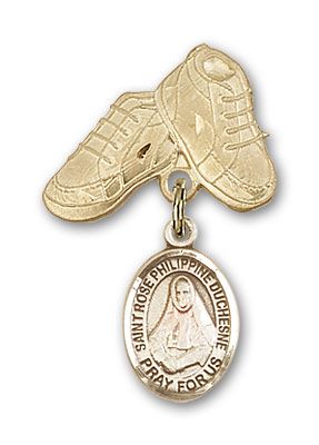 14kt Gold Filled Baby Boots St. Rose Philippine Duchesne Baby Badge - Engravable