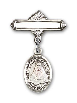 Sterling Silver Polished Badge Pin St. Rose Philippine Duchesne Baby Badge - Engravable