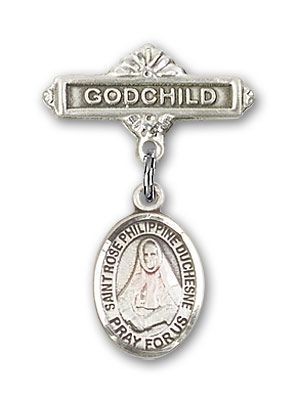 Sterling Silver Godchild St. Rose Philippine Duchesne Baby Badge - Engravable
