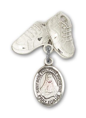 Sterling Silver Baby Boots St. Rose Philippine Duchesne Baby Badge - Engravable