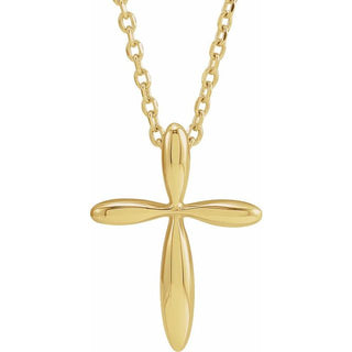 14K Yellow 14.65x11.2 mm Cross 16-18" Necklace