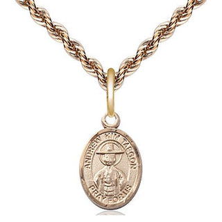 14kt Gold Saint Andrew Kim Taegon Medal Engraved Catholic Saint Jewelry