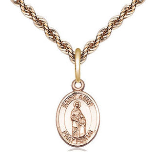14kt Gold Filled Saint Anne Medal Religious and Catholic Jewelry Engraved Catholic Saint Jewelry