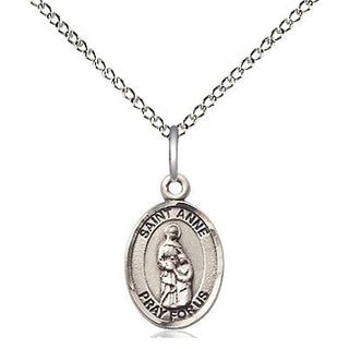 Sterling Silver Saint Anne Medal Religious and Catholic Jewelry Engraved Catholic Saint Jewelry