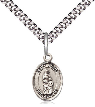 Sterling Silver Saint Anne Medal Religious and Catholic Jewelry Engraved Catholic Saint Jewelry