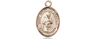 14kt Gold Filled Saint Simon Medal Engraved Catholic Saint Jewelry