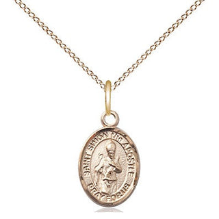 14kt Gold Filled Saint Simon Medal Religious and Catholic Jewelry Engraved Catholic Saint Jewelry
