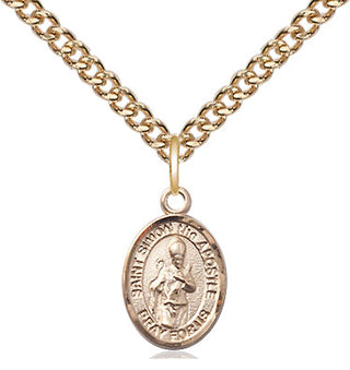 14kt Gold Filled Saint Simon Medal Religious and Catholic Jewelry Engraved Catholic Saint Jewelry
