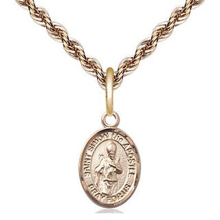 14kt Gold Saint Simon Medal Engraved Catholic Saint Jewelry