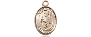 14kt Gold Saint Uriel the Archangel Medal Engraved Catholic Saint Jewelry