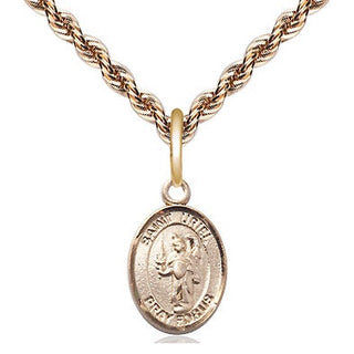 14kt Gold Saint Uriel the Archangel Medal Engraved Catholic Saint Jewelry