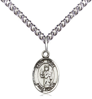 Sterling Silver Saint Uriel the Archangel Medal Religious and Catholic Jewelry Engraved Catholic Saint Jewelry