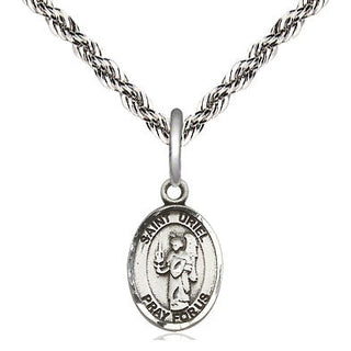 Sterling Silver Saint Uriel the Archangel Medal Religious and Catholic Jewelry Engraved Catholic Saint Jewelry
