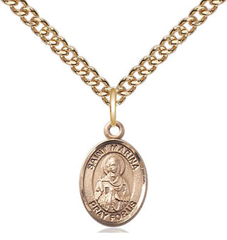 14kt Gold Filled Saint Marina Medal Religious and Catholic Jewelry Engraved Catholic Saint Jewelry