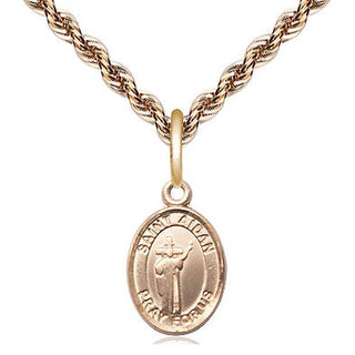 14kt Gold Filled Saint Aidan of Lindesfarne Medal Religious and Catholic Jewelry Engraved Catholic Saint Jewelry
