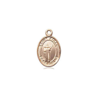 14kt Gold Saint Aidan of Lindesfarne Medal Engraved Catholic Saint Jewelry