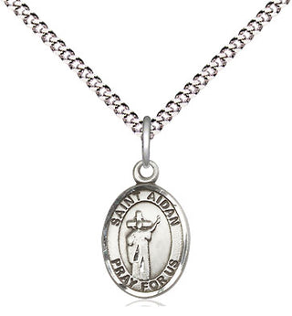 Pewter Saint Aidan of Lindesfarne Medal Religious and Catholic Jewelry Engraved Catholic Saint Jewelry