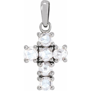 Sterling Silver 1/4 CTW Rose-Cut Natural Diamond Cross Pendant