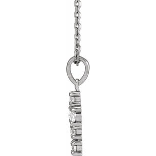Platinum 1/6 CTW Rose-Cut Natural Diamond Cross 16-18" Necklace