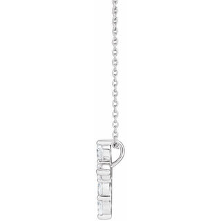 14K White 3/4 CTW Lab-Grown Diamond Cross 18" Necklace