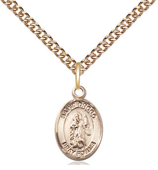 14kt Gold Saint Drogo Medal Engraved Catholic Saint Jewelry