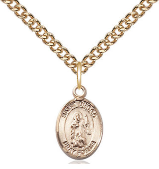 14kt Gold Saint Drogo Medal Engraved Catholic Saint Jewelry