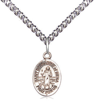 Sterling Silver Saint Bernadine of Sienna Medal Religious and Catholic Jewelry Engraved Catholic Saint Jewelry