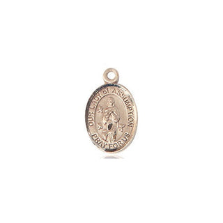 14kt Gold Filled Our Lady of Assumption Medal Engraved Catholic Saint Jewelry