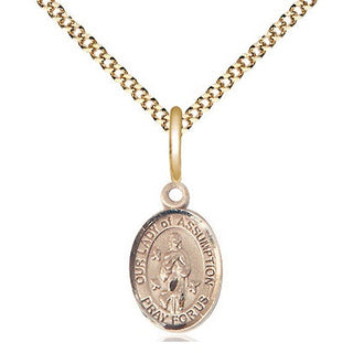 14kt Gold Filled Our Lady of Assumption Medal Religious and Catholic Jewelry Engraved Catholic Saint Jewelry