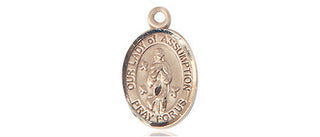 14kt Gold Our Lady of Assumption Medal Engraved Catholic Saint Jewelry