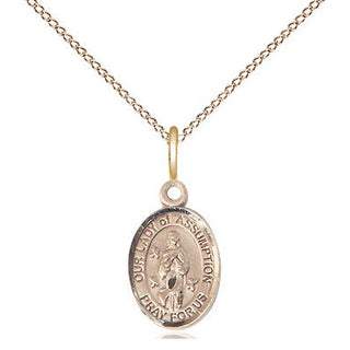 14kt Gold Our Lady of Assumption Medal Engraved Catholic Saint Jewelry