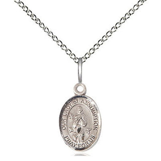 Sterling Silver Our Lady of Assumption Medal Religious and Catholic Jewelry Engraved Catholic Saint Jewelry