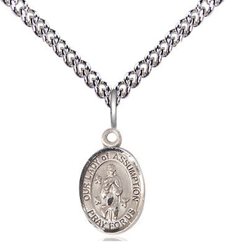 Sterling Silver Our Lady of Assumption Medal Religious and Catholic Jewelry Engraved Catholic Saint Jewelry