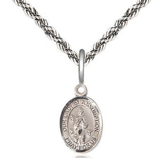 Sterling Silver Our Lady of Assumption Medal Religious and Catholic Jewelry Engraved Catholic Saint Jewelry