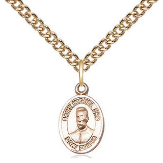 14kt Gold Blessed Miguel Pro Medal Engraved Catholic Saint Jewelry
