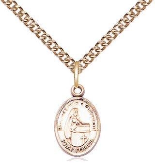 14kt Gold Blessed Emilee Doultremont Medal Engraved Catholic Saint Jewelry