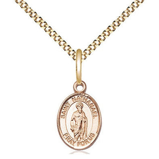 14kt Gold Filled Saint Nathanael Medal Religious and Catholic Jewelry Engraved Catholic Saint Jewelry