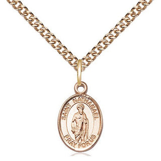 14kt Gold Filled Saint Nathanael Medal Religious and Catholic Jewelry Engraved Catholic Saint Jewelry