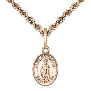 14kt Gold Filled Saint Nathanael Medal Religious and Catholic Jewelry Engraved Catholic Saint Jewelry